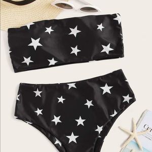 SHEIN Star Print Bandeau High Waisted Bikini